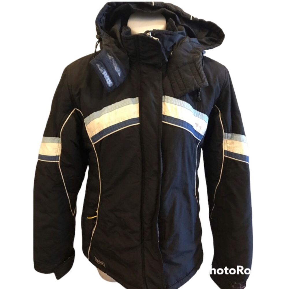 Boys Keen Winter Black Ski Hood Jacket  zipper Up Closure